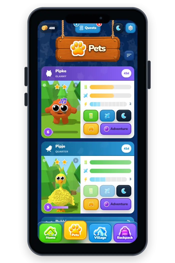 Phone Full Game Pet Roster